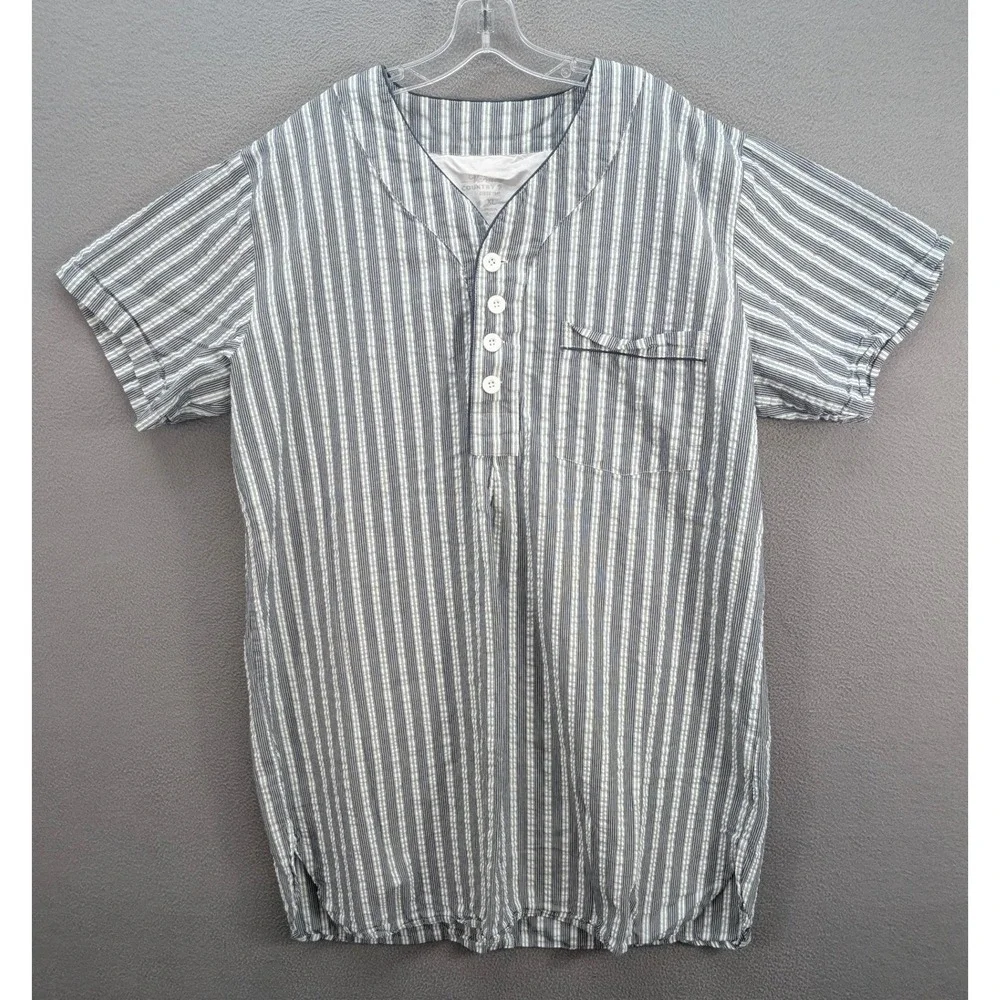 The Vermont‎ Country Store Men's Seersucker Striped Nightshirt Size XL Cotton